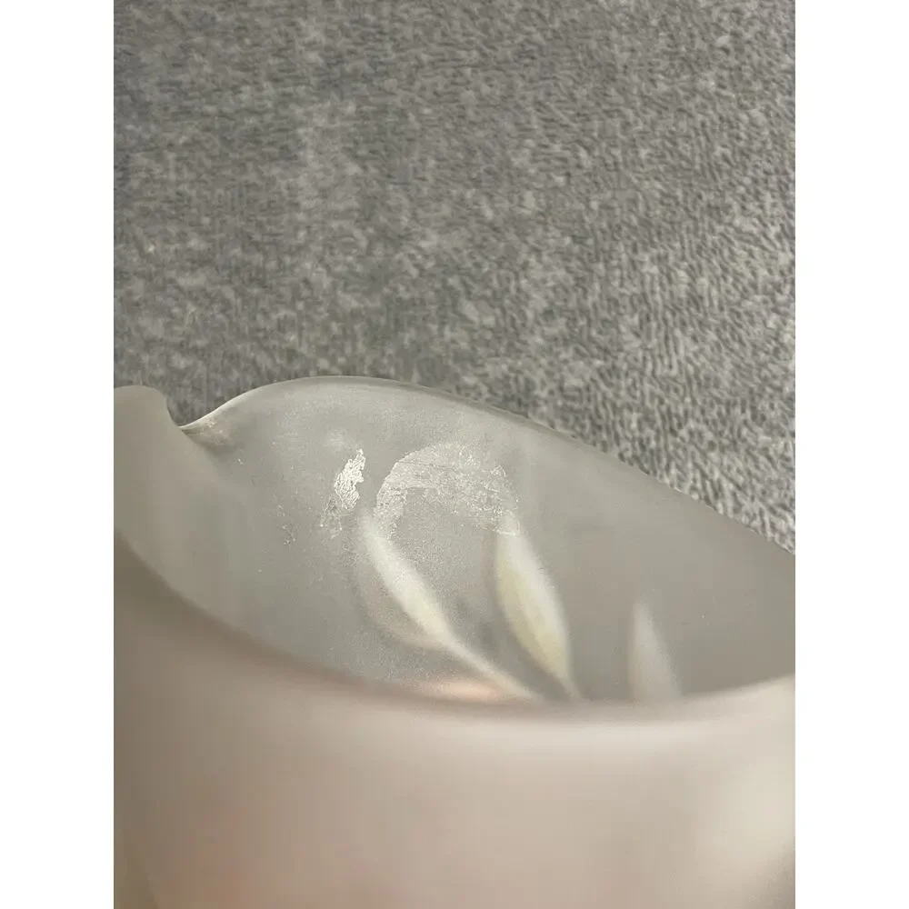Vintage Indiana Glass Frosted Satin Leaf Creamer Sugar Bowl Tray MCM Set